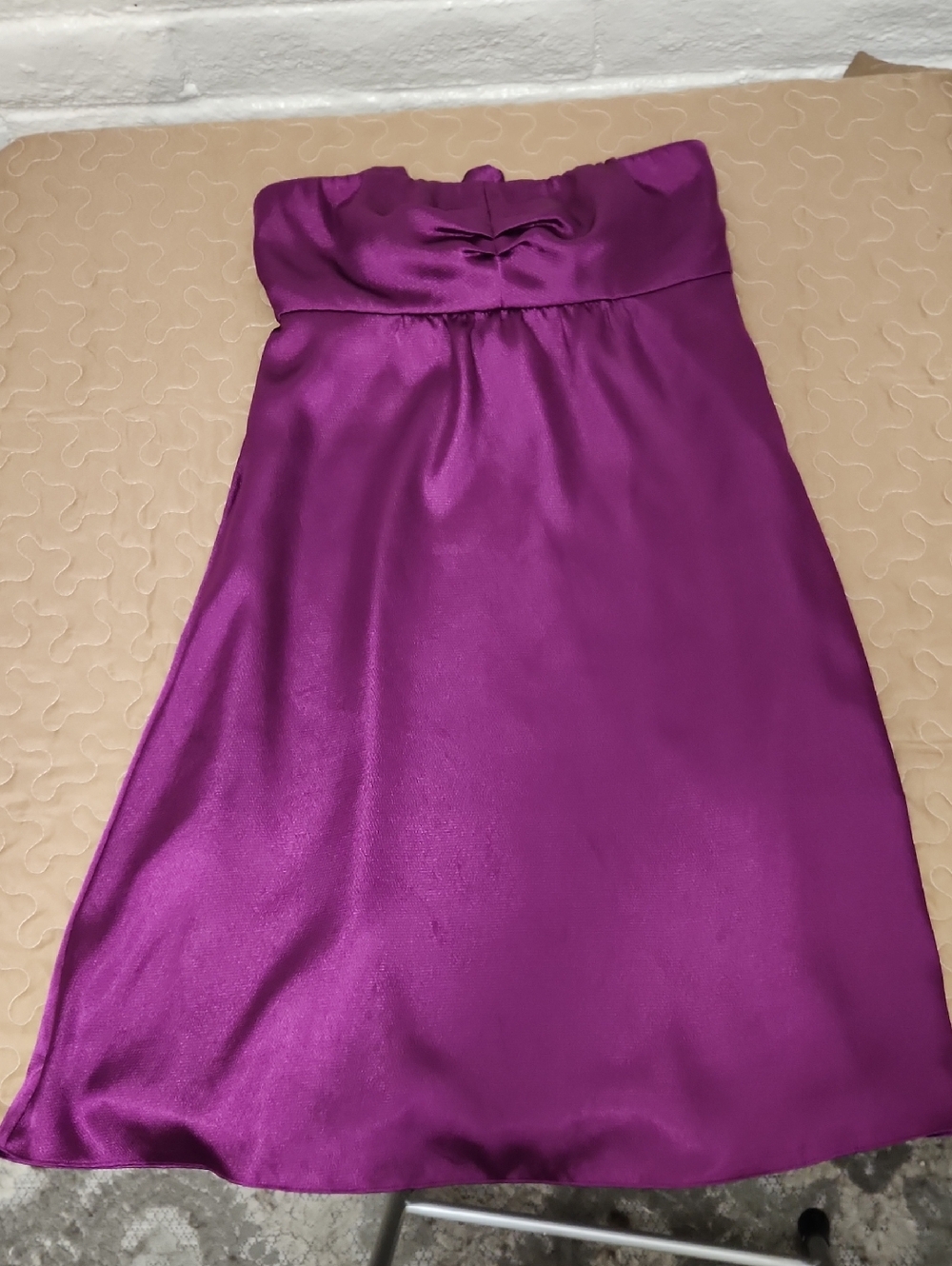 The Limited Satin Strapless Dress in Magenta